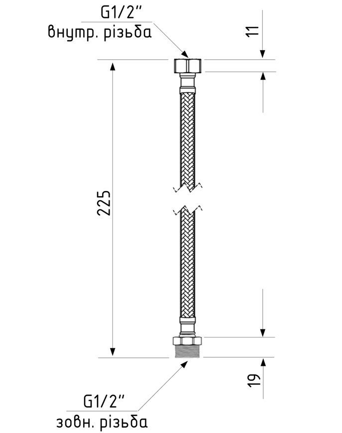Шланг для підключення води Thermo Alliance Standart 20 см 1/2"x1/2" ВЗ нерж. обплетення в силіконі TAS390W20
