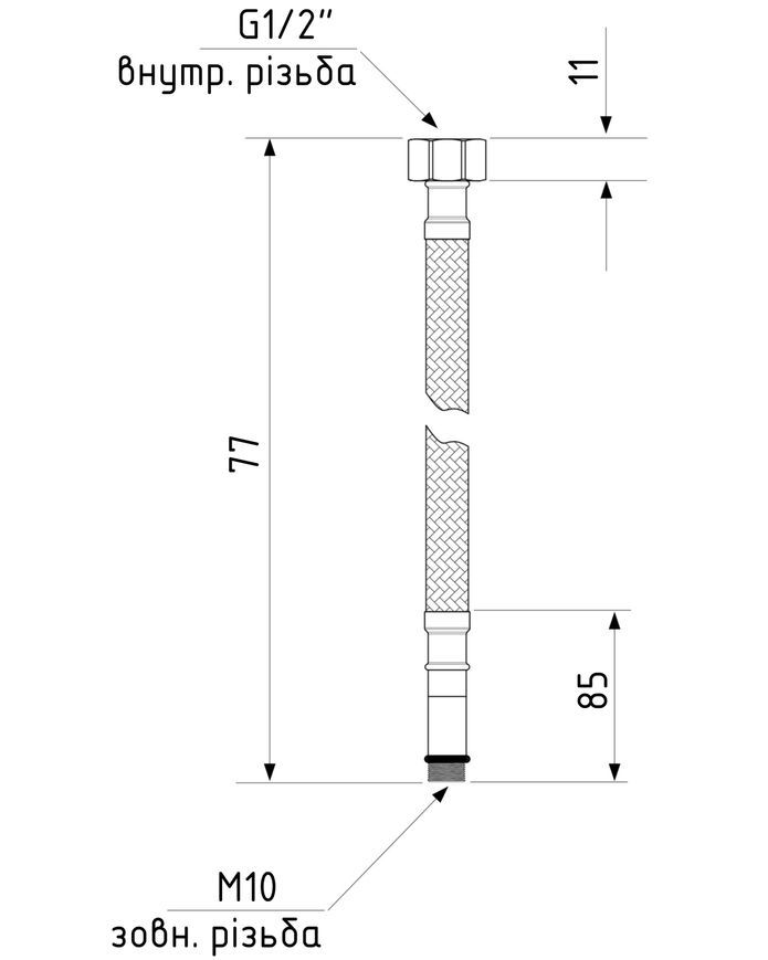 Шланг для подключения смесителя (пара) Thermo Alliance Standart 60 см M10x1/2"ВР длинный, нерж. оплетка в силиконе TAS391W60L
