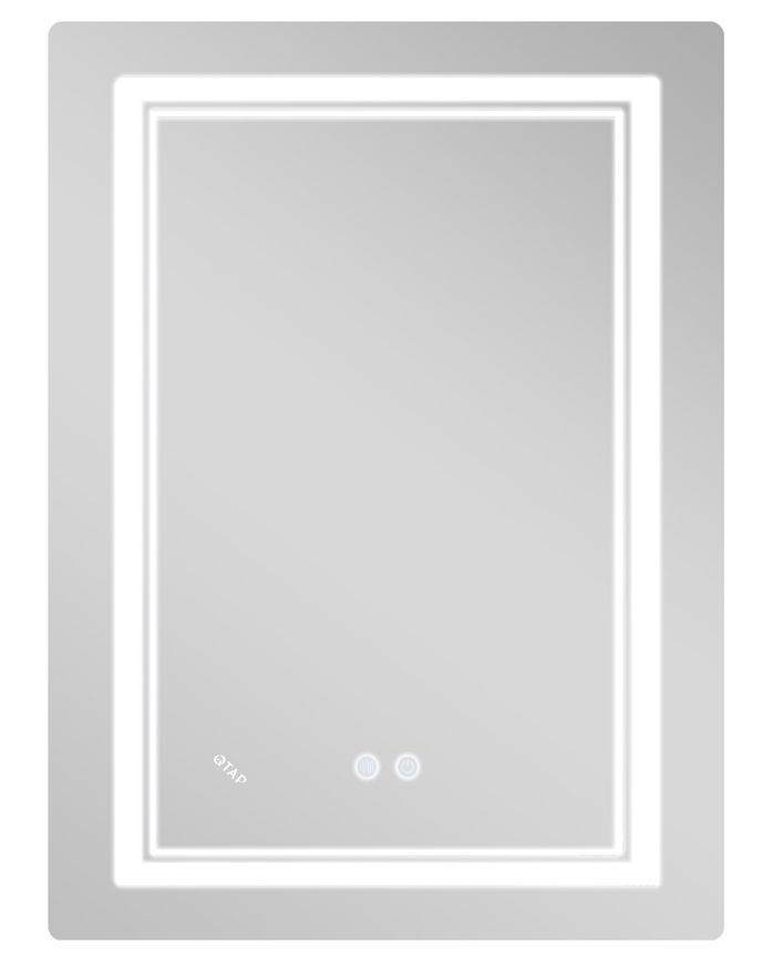 Дзеркало Qtap Cardinal CA2 600х800 прямокутне з LED-підсвічуванням Touch, з антизапотіванням, з димером, рег. темп. кольору (3000-6500 K) QT0478C608048453