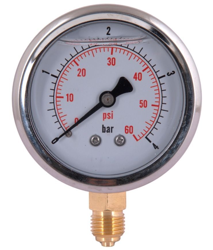 Манометр глицериновый Thermo Alliance Forte 63 мм 1/4"НР с нижним подключением латунь 0-4 бар TAF170G4B