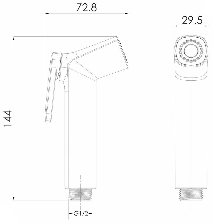 Гарнитур гигиенический Imprese ABS полимерный шланг 1,25 м f03700101LB черный с белым - f03700101LB