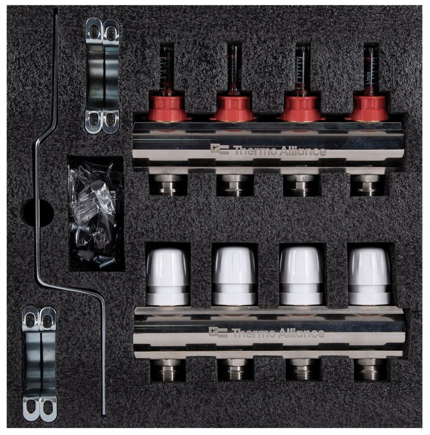 Колектор з витратомірами Thermo Alliance Standart 1" 4 виходи 3/4" + євроконуси 3/4''х16&times;2 SD235W448885 - SD235W448885
