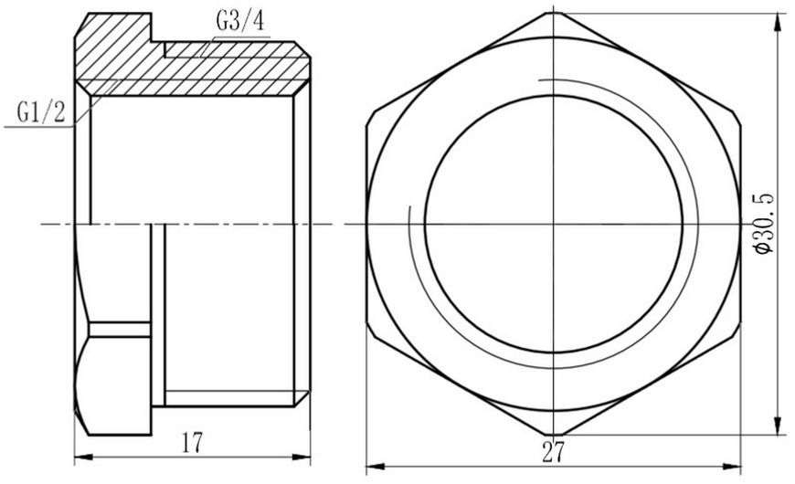 Футорка латунна SD Forte 3/4"ЗРх1/2"ВР хромована SF374H2015