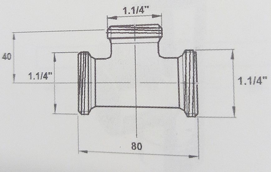 Тройник McALPINE хром латунь 32х32х32 мм с гайками RS15