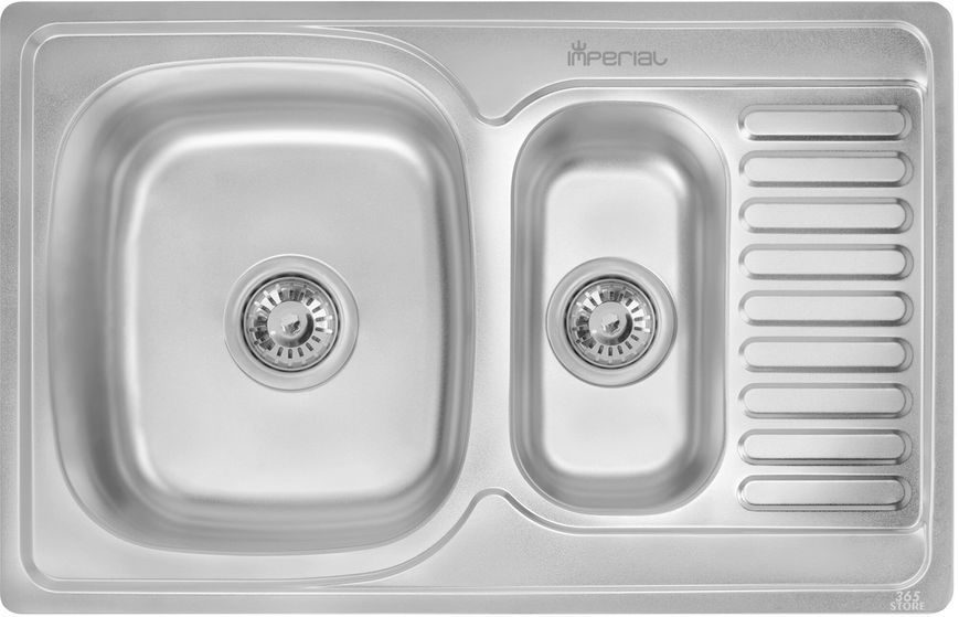 Кухонна мийка IMPERIAL 7850 Satin двійна 0,8 мм (IMP7850SATD) - IMP7850SATD-