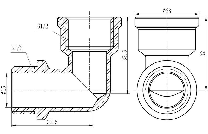 Уголок латунный SD Forte 1/2"ВРх1/2"НР хромированный SF372H15