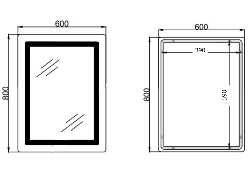 Дзеркало Qtap Cardinal CA2 600х800 прямокутне з LED-підсвічуванням Touch, з антизапотіванням, з димером, рег. темп. кольору (3000-6500 K) QT0478C608048453