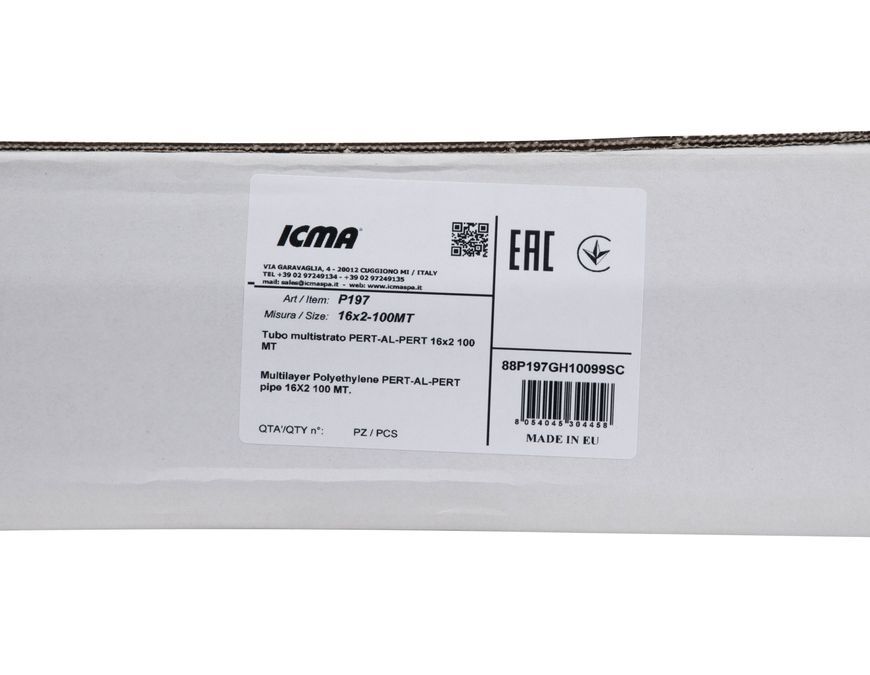 Труба металлопластиковая Icma PERT-AL-PERT 5 слоев, 16х2 мм, 100 м №P197 88P197GH10099SC - 88P197GH10099SC