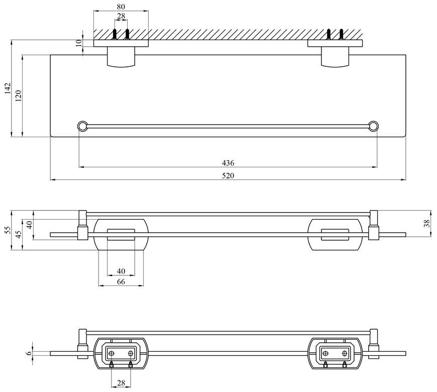 Полиця для ванної кімнати Kroner KRP Graz-GRP95611 графіт CV024734