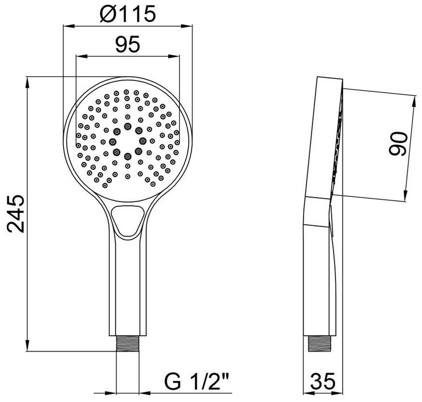 Лейка для ручного душа QTAP Rucni 115 мм QTRUCA115O3KCW - QTRUCA115O3KCW
