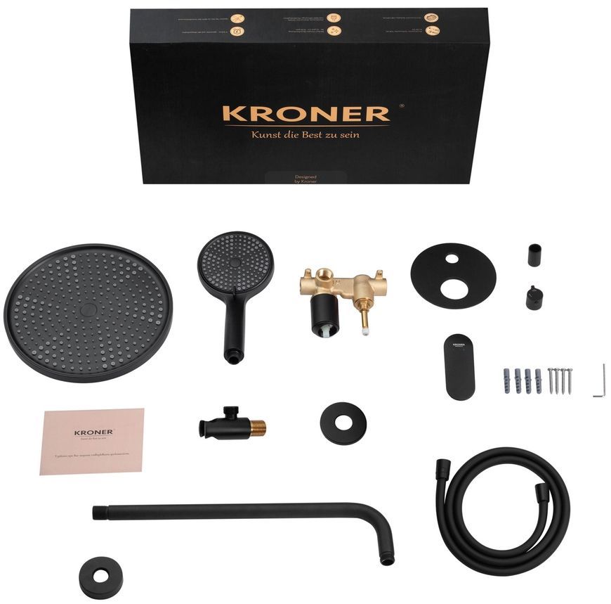 Душевая система скрытого монтажа Kroner Element 211335B-3801 на 2 потребителя, латунь, черный CV036003 - Element 211335B-3801