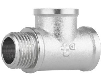 Тройник латунный Thermo Alliance Forte 1/2"ВРх1/2"ВРх1/2"НР равнопроходной никелированный SF36315
