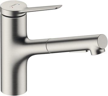 Змішувач кухонний HANSGROHE Zesis M33 150 з витяжним виливом 2jet 74800800 нержавіюча сталь - 74800800