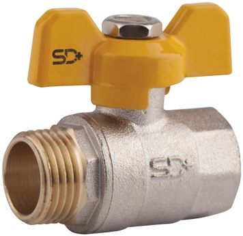 Кран шаровой SD Plus 1" ВН для газа (бабочка) латунь SD607G25