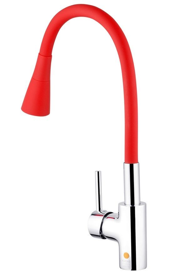 Смеситель для кухни с гибким изливом Kroner KRP Kuche-C031RED латунь хром/красный CV024337 - Kuche-C031RED