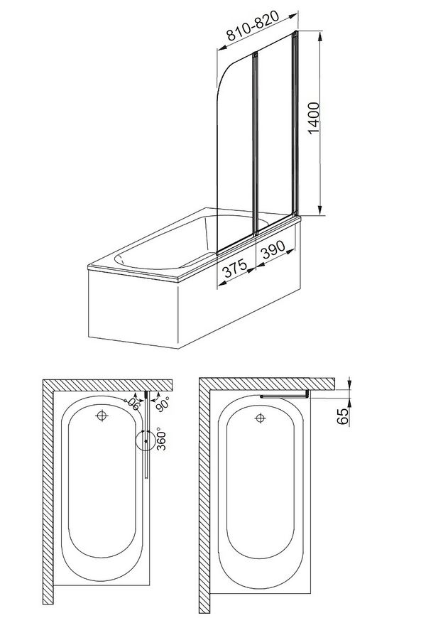 Шторка скляна для ванни KFA ARMATURA MODERN 2 170-06991P універсальна, профіль хром - 170-06991P