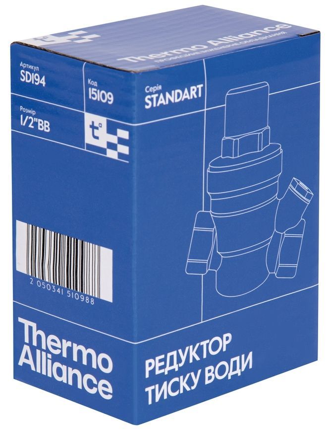 Редуктор тиску води Thermo Alliance Standart 1/2" ВР мембранний, під манометр SD194 - SD194