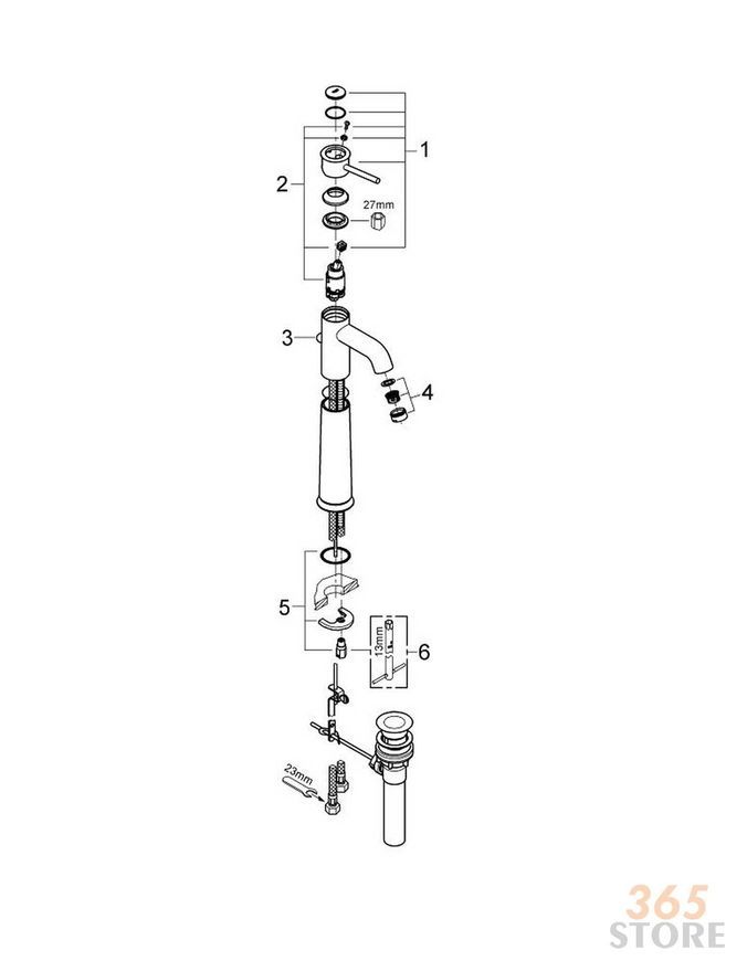 Смеситель для умывальника GROHE BauClassic 32868000 - 32868000