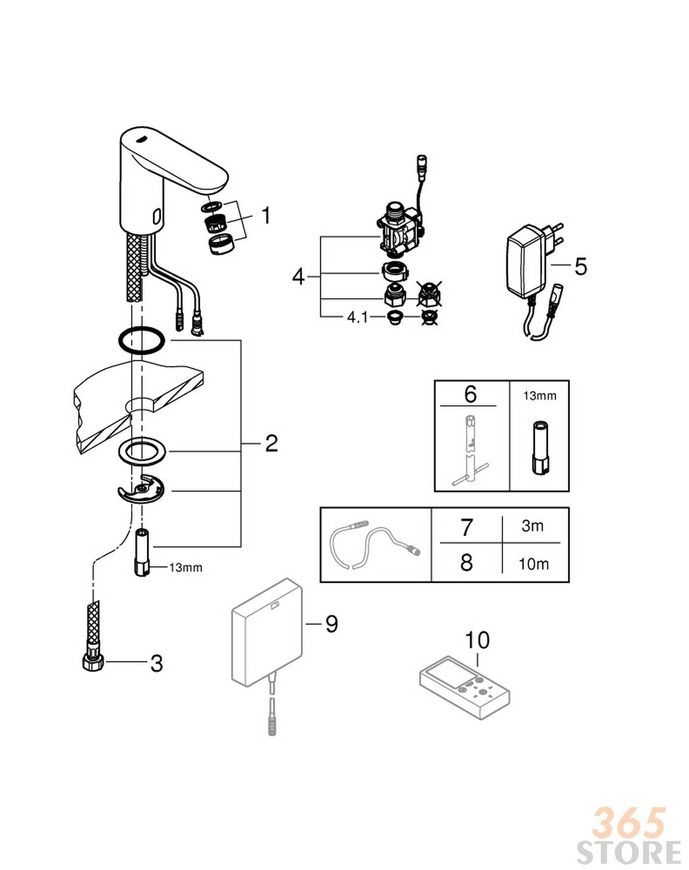 Змішувач для умивальника GROHE Euroeco Cosmopolitan E 36269000 безконтактний (без функції змішування води) - 36269000