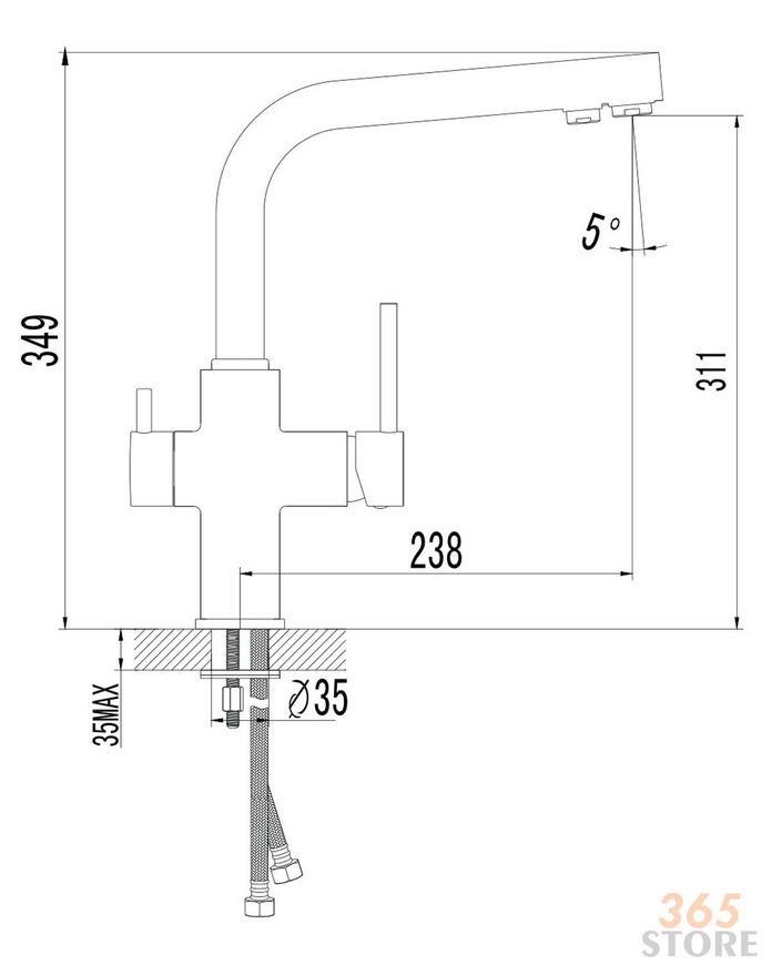 Смеситель для кухни IMPRESE DAICY 55009-F с встроенным краном для питьевой воды, хром - 55009-F