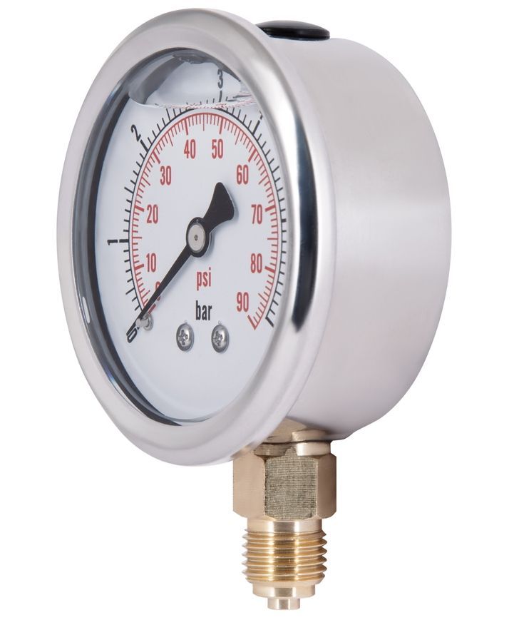 Манометр гліцериновий Thermo Alliance Forte 63 мм 1/4"ЗР із нижнім підключенням латунь 0-6 бар TAF170G6B