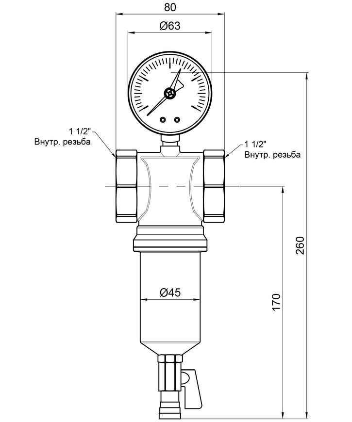 Фильтр самопромывной ICMA 1 1/2" №750 с манометром - 83750AH05
