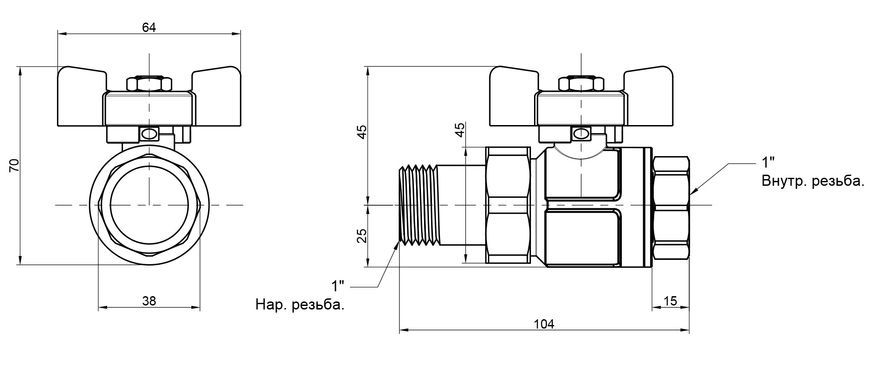 Кран шаровой с "американкой" ICMA Blue 1" с антипротечкой прямой №215 - 87215AF12