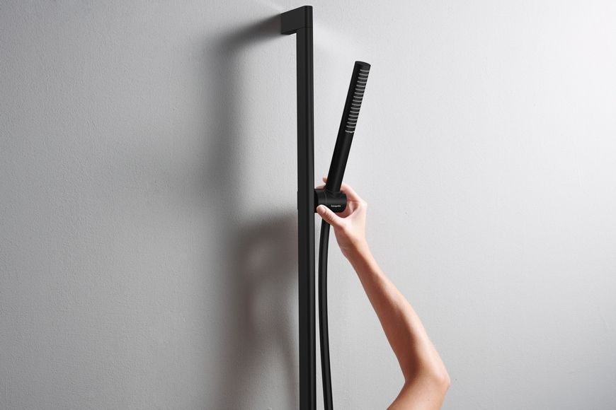 Душова штанга HANSGROHE Unica S Puro 90 см з тримачем і душовим шлангом Isiflex 160 см Matt Black 24405670 чорна матова - 24405670