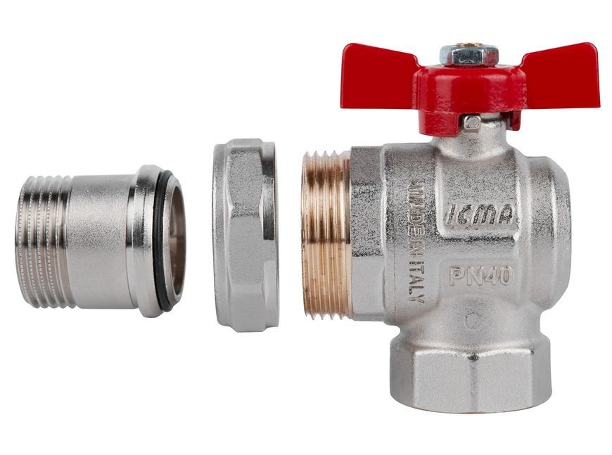Кран шаровой с "американкой" Icma Far. Rossa 1" угловой №361 87361AF11 - 87361AF11