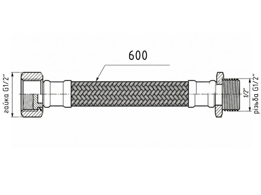 Шланг для подключения воды Thermo Alliance Forte 60 см 1/2"x1/2" ВН нерж. оплетка TAF386W60