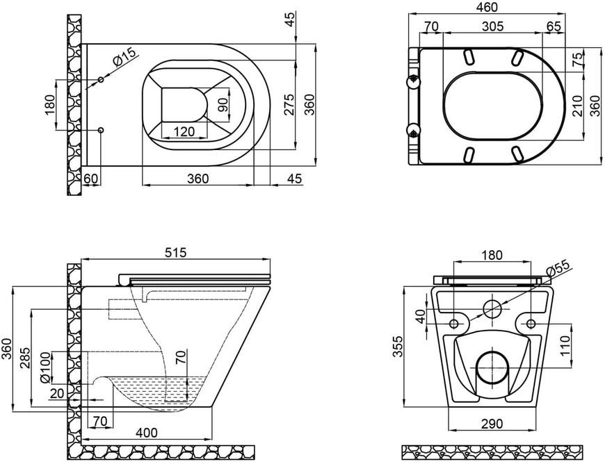 Унитаз подвесной QTAP Scorpio безободковый с сиденьем Soft-close QT1433053ERW - QT1433053ERW