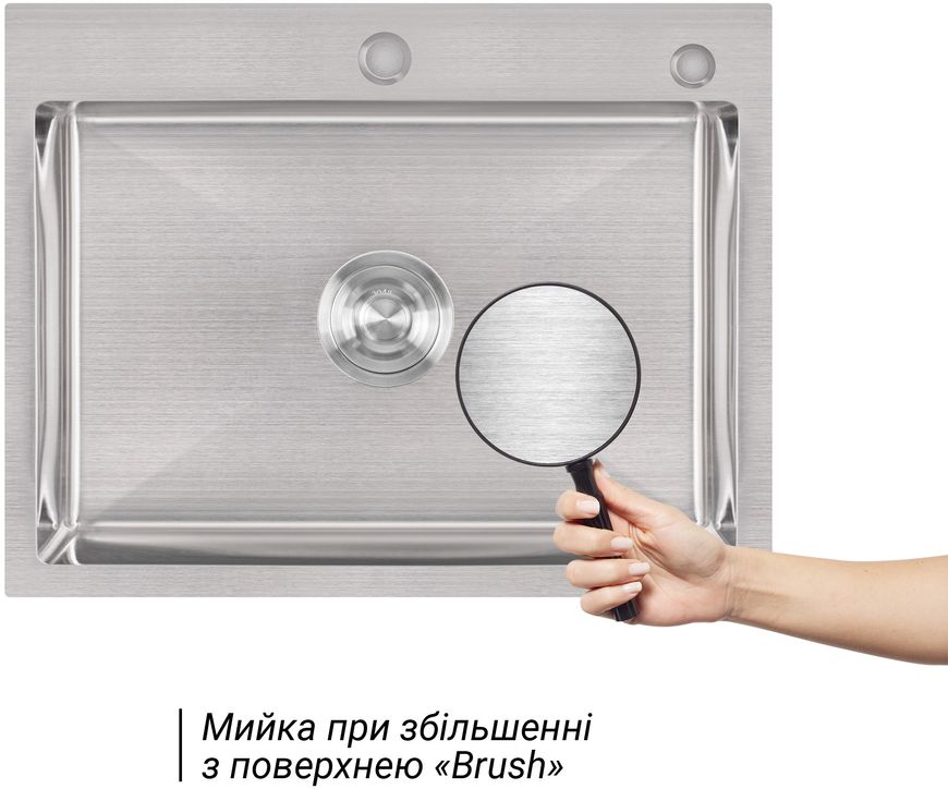 Кухонна мийка LIDZ Handmade H5845 Brushed Steel 3,0/0,8, дозатор LDH5845BRU35384 - LDH5845BRU35384