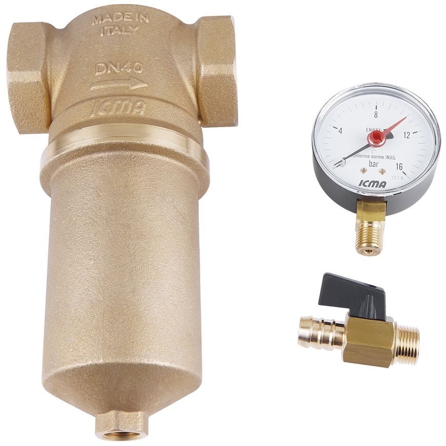 Фильтр самопромывной ICMA 1 1/2" №750 с манометром - 83750AH05