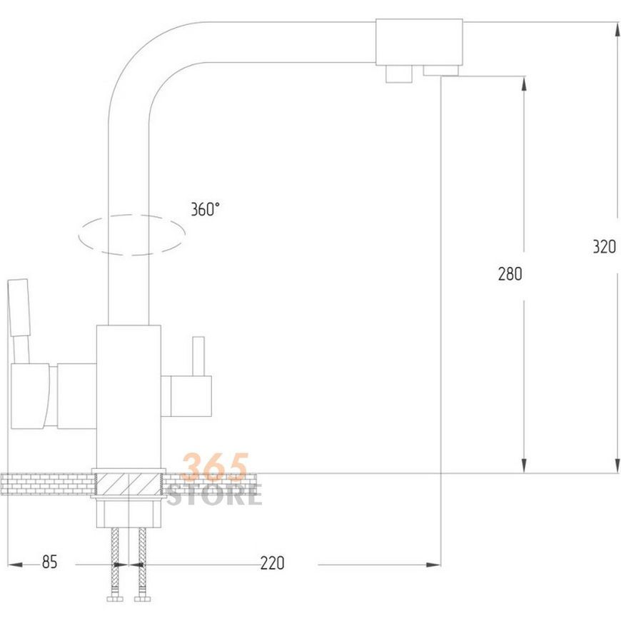 Смеситель для мойки POTATO P4098-6 с встроенным краном для питьевой воды - POTP40986