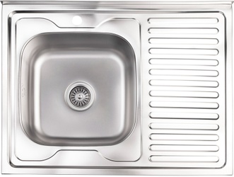 Кухонная мойка LIDZ 6080-L Satin 0,8 мм (180) - LIDZ6080LSAT8