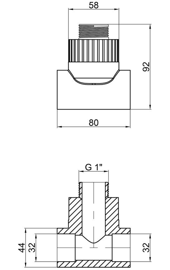 Тройник PPR ALFA PLAST 32х1"х32 НР APMTTE321XX - APMTTE321XX