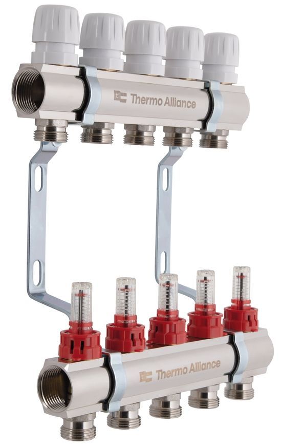 Колектор з витратомірами Thermo Alliance Standart 1" 5 виходів 3/4" + євроконуси 3/4''х16&times;2 SD235W548886 - SD235W548886