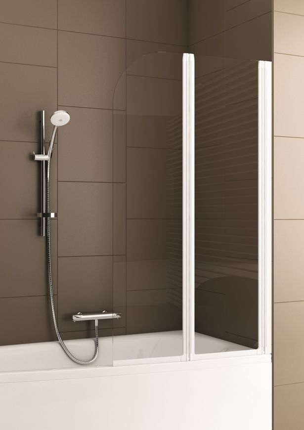 Шторка стеклянная для ванны KFA ARMATURA MODERN 2 170-06965P универсальная, профиль белый - 170-06965P