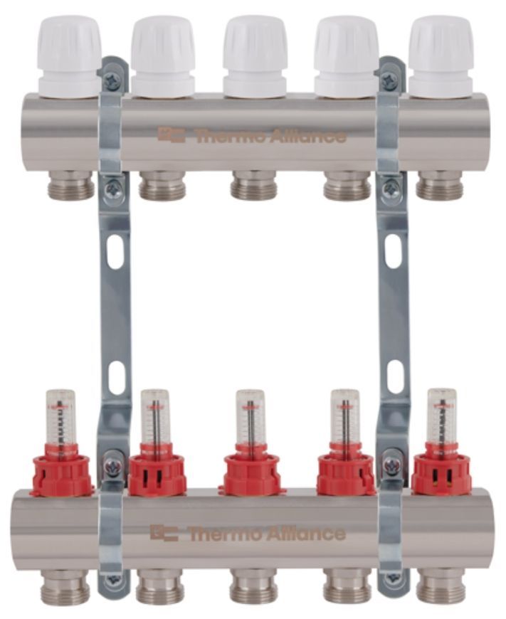 Колектор з витратомірами Thermo Alliance Standart 1" 5 виходів 3/4" + євроконуси 3/4''х16&times;2 SD235W548886 - SD235W548886