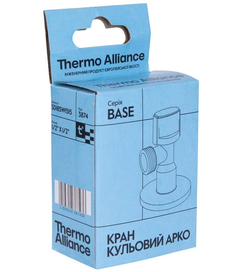 Кран приладовий кутовий Thermo Alliance Base Арко 1/2" ЗР латунь SD185W1515