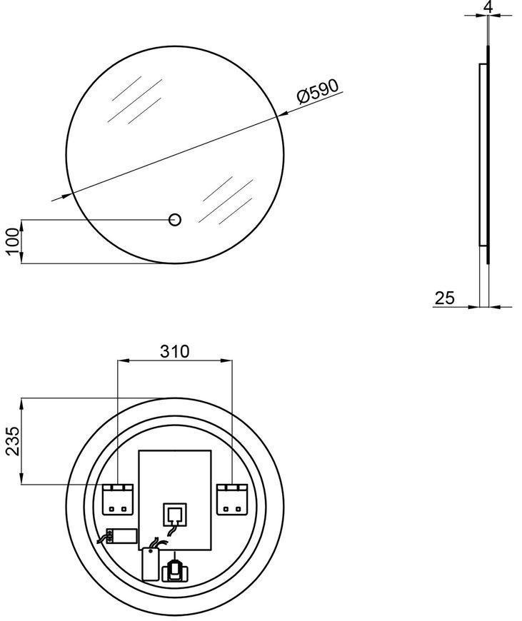 Дзеркало QTAP Scorpio кругле R590 мм з LED-підсвічуванням, антизапотіванням, сенсорним вимикачем QT14782001W