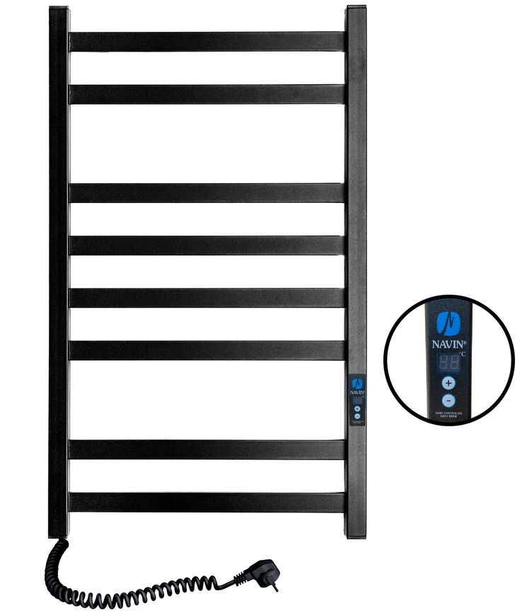 Полотенцесушитель электрический NAVIN Авангард 480х800 Digital таймер регулятор левый чёрный 10-228152-4880 - 10-228152-4880