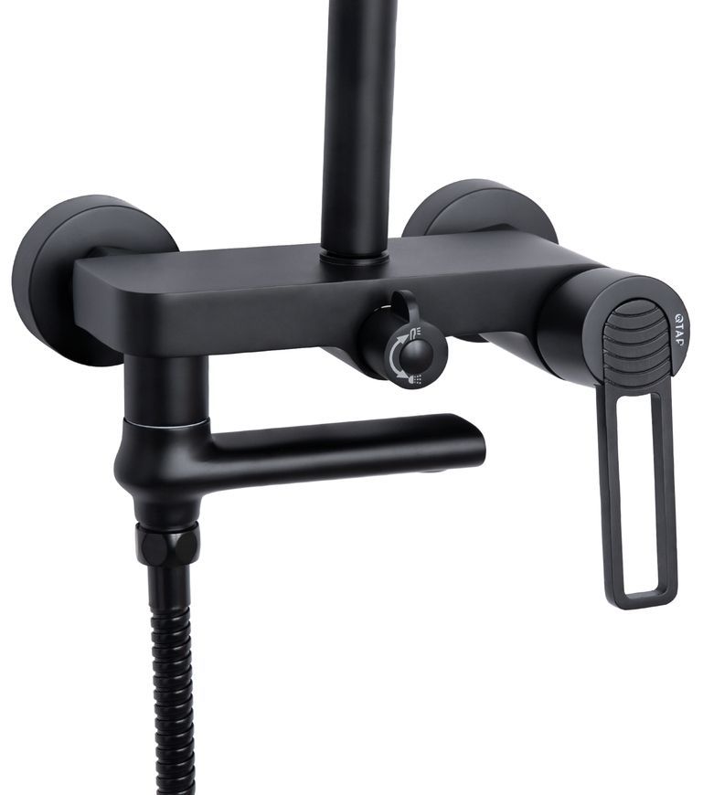 Душевая система Qtap Taurus с поворотным изливом Black Matt QTTAU111BLM45666 - QTTAU111BLM45666