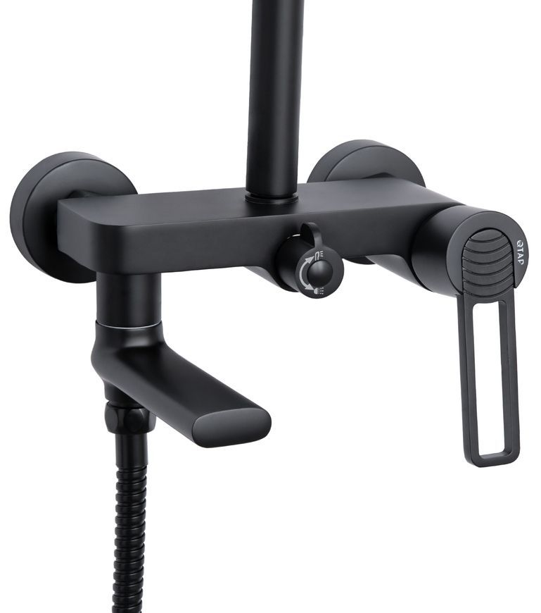 Душевая система Qtap Taurus с поворотным изливом Black Matt QTTAU111BLM45666 - QTTAU111BLM45666