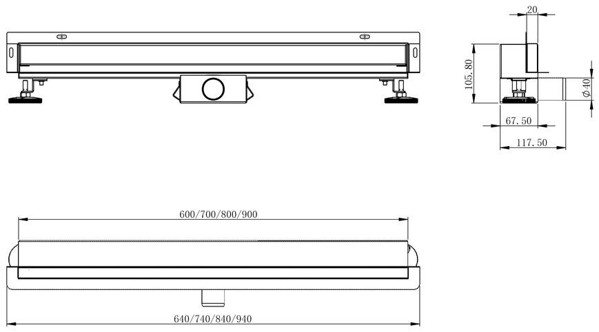 Трап лінійний стіновий Imprese i-Flow i13 600 мм під плитку, сухий затвор d44600SW13 - d44600SW13
