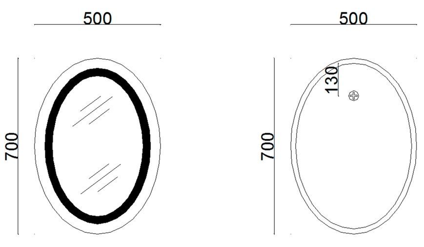 Дзеркало Lidz Vida 500х700 мм з LED-підсвічуванням Touch, з антизапотіванням, з димером, рег. яскравості LD78LF5070