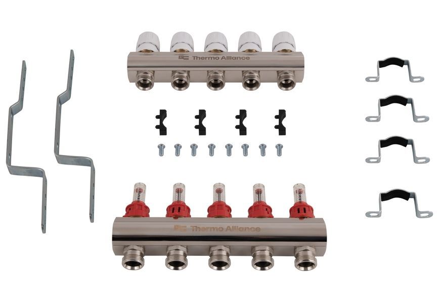Колектор з витратомірами Thermo Alliance Standart 1" 5 виходів 3/4" + євроконуси 3/4''х16&times;2 SD235W548886 - SD235W548886