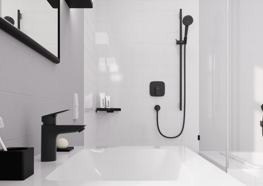 Смеситель для раковины HANSGROHE Logis 100 CoolStart Matt Black 71102670 черный матовый с д/к - 71102670