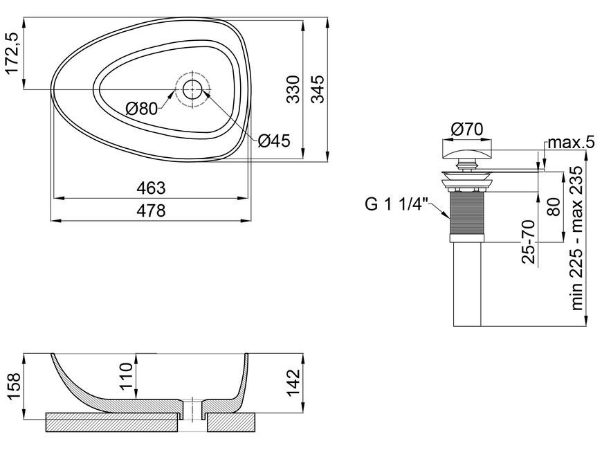 Раковина-чаша QTAP Leo 400х350х160 White з донним клапаном QT1111A053W - QT1111A053W