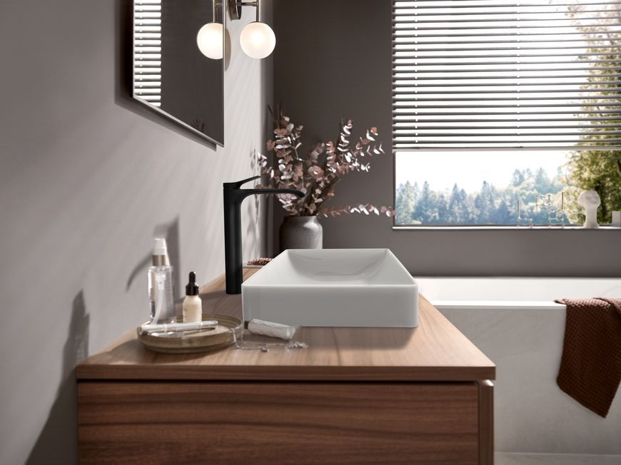 Смеситель для раковины HANSGROHE Vivenis 250 Matt Black 75042670 высокий черный матовый - 75042670